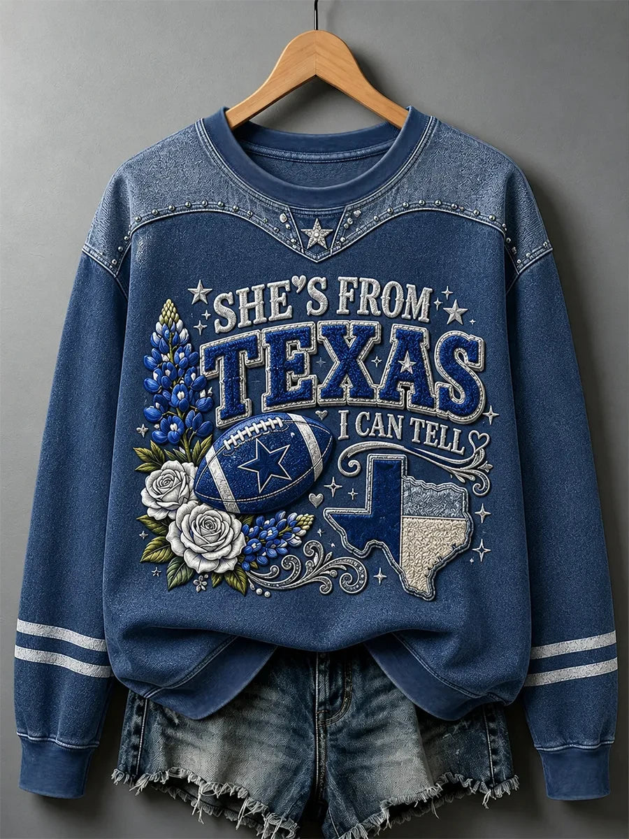 Dallas Cowboys She's From Texas I Can Tell Sweatshirt Cowboys Nation Fans Gifts - Foxy23shop