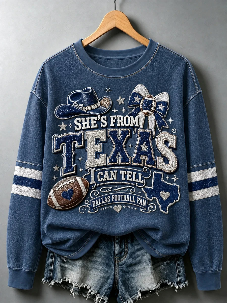 Dallas Cowboys She's From Texas I Can Tell Sweatshirt Dallas Cowboys Clothing Line Fan Gears - Foxy23shop