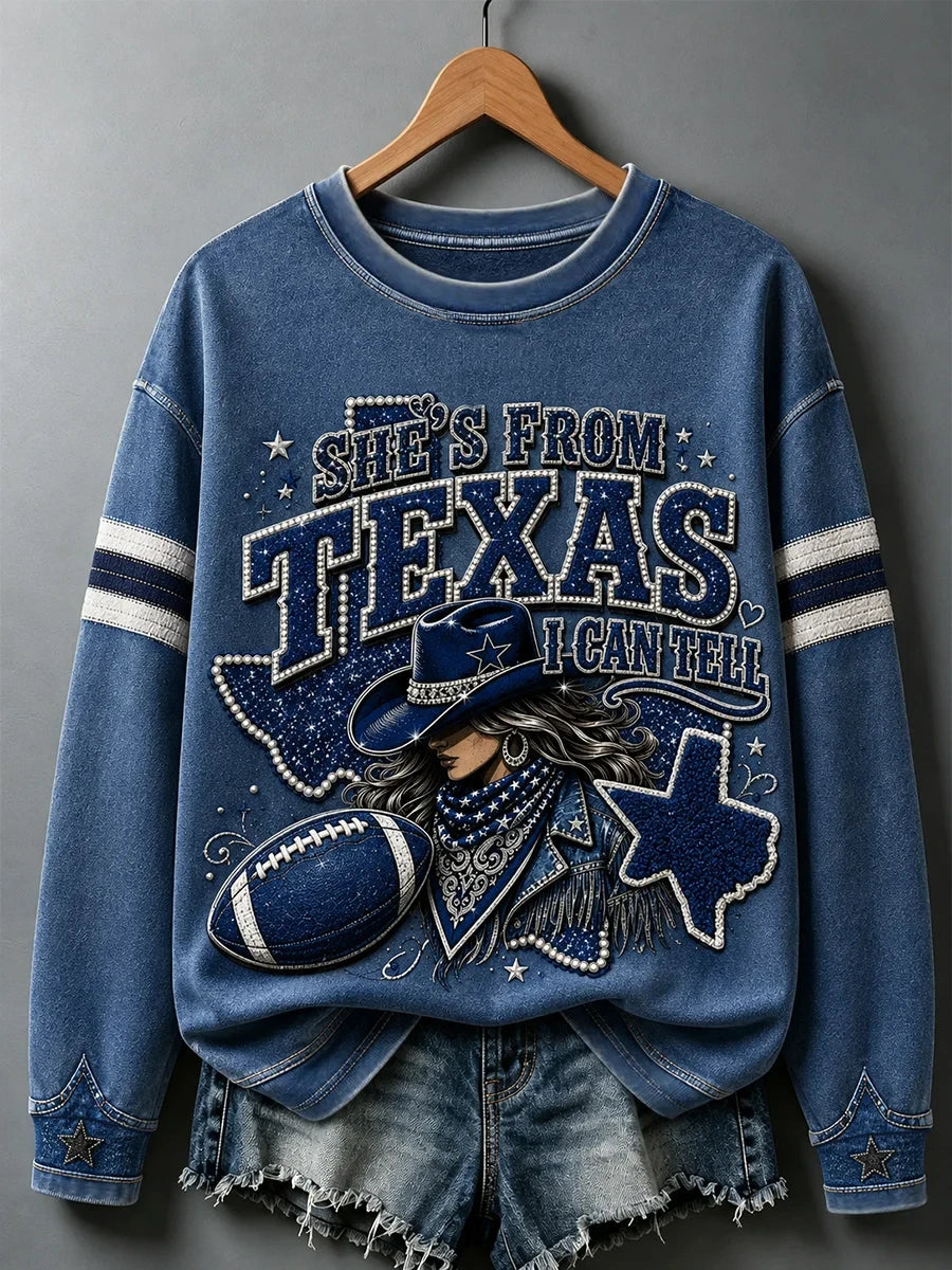 Dallas Cowboys She's From Texas I Can Tell Sweatshirt Dallas Cowboys Merch Fan Gear - Foxy23shop