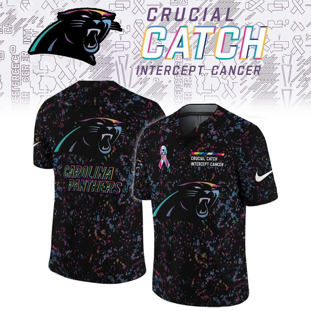 Carolina Panthers Merch 2026 Crucial Catch Intercept Cancer Jersey Carolina Panthers Clothing - Foxy23shop