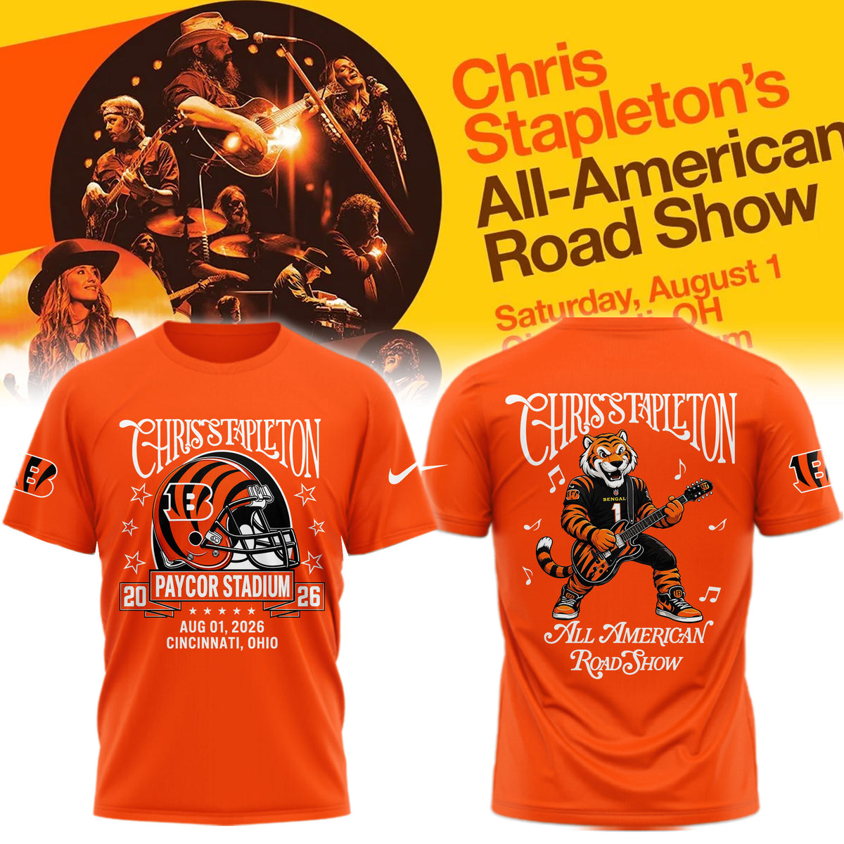 Chris Stapleton Cincinnati Bengals Merch All American Road Show Shirt Gifts Idea For Fans - Foxy23shop