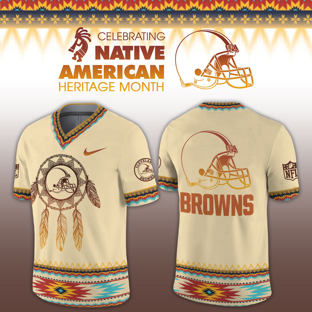 Cleveland Browns x Native American Heritage Month Jersey Cleveland Browns Merch Fan Gear - Foxy23shop
