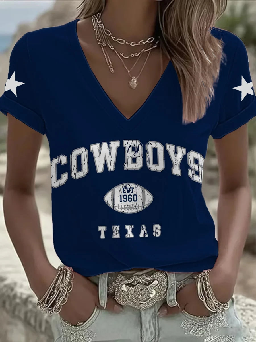 Dallas Cowboys Football Est 1960 V-Neck Shirt Unique Gifts For Sister - Foxy23shop