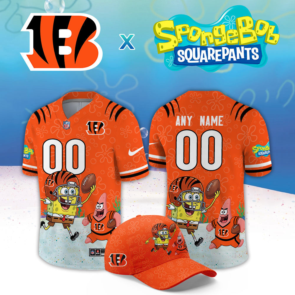 Custom Cincinnati Bengals x Spongebob Squarepants Jersey Cincinnati Bengals Clothing - Foxy23shop