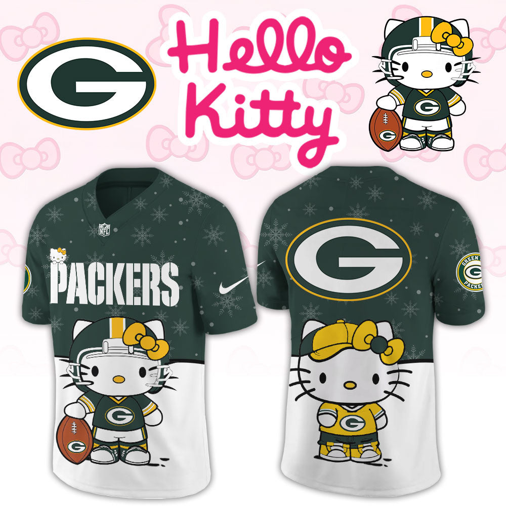 Green Bay Packers X Hello Kitty Jersey Green Bay Packers Merch Best Fan Gears - Foxy23shop
