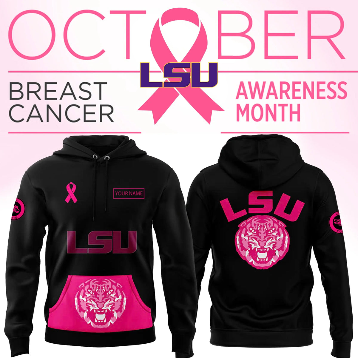 LSU Tigers X Breast Cancer Awareness Hoodie LSU Tigers Hooded Sweatshirt Fan Gear - Foxy23shop