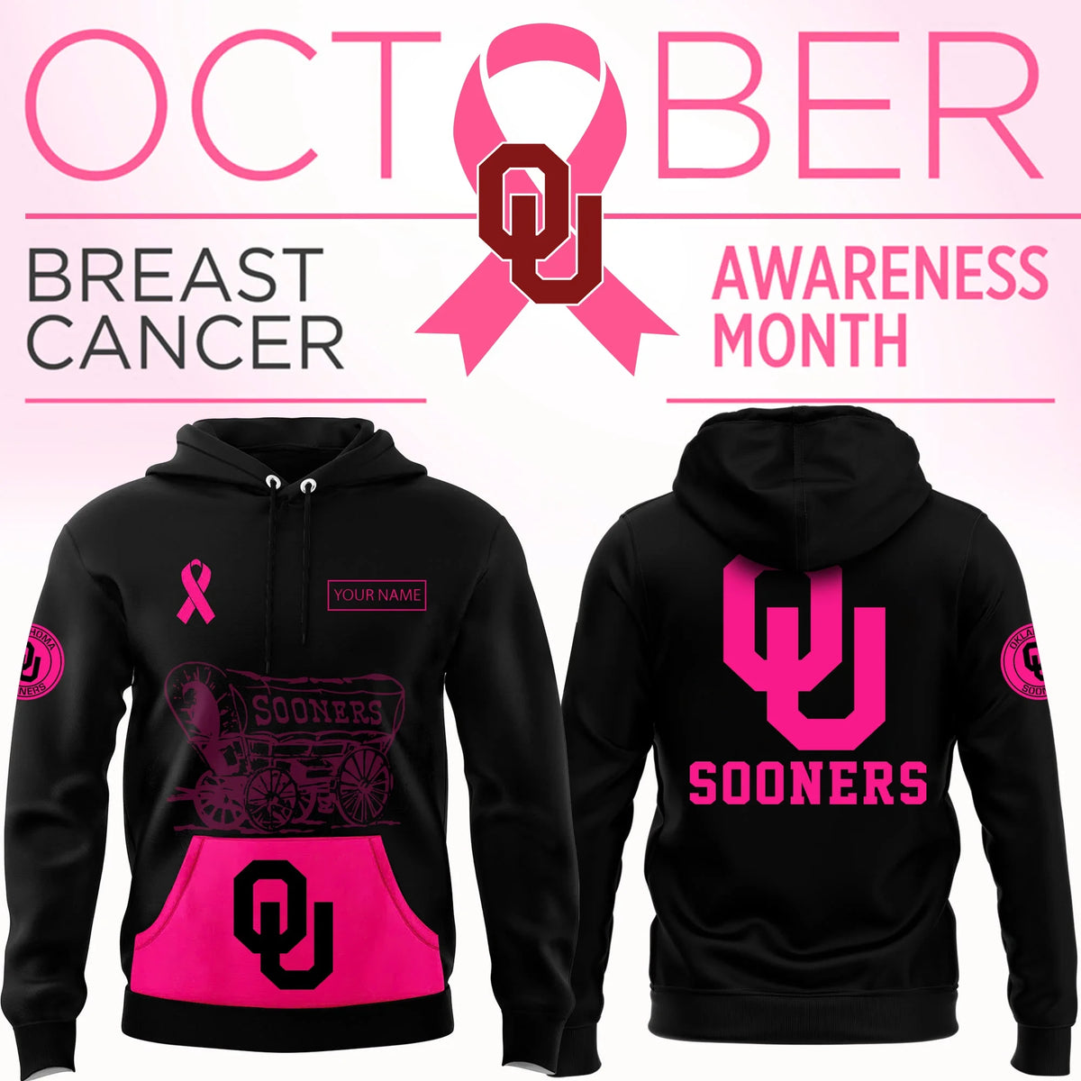 Personalized Oklahoma Sooners X Breast Cancer Awareness Hoodie Oklahoma Sooners Clothing - Foxy23shop