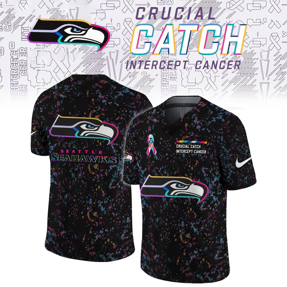 NFL Crucial Catch Merch 2026 Seattle Seahawks Intercept Cancer Jersey Fan Gear - Foxy23shop