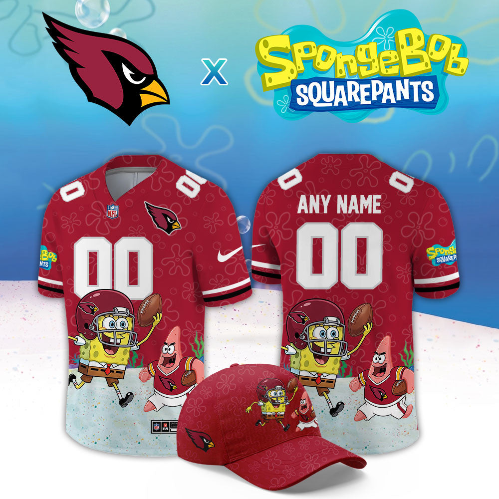 Personalized Arizona Cardinals X Spongebob Squarepants 2026 NFL Jersey Arizona Cardinals Clothing - Foxy23shop