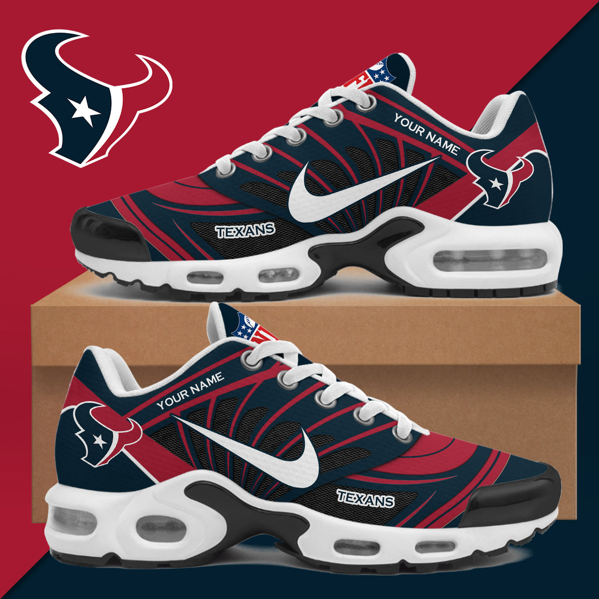 Custom Houston Texans 2026 Sneakers Houston Texans Merch Presents For Fans - Foxy23shop