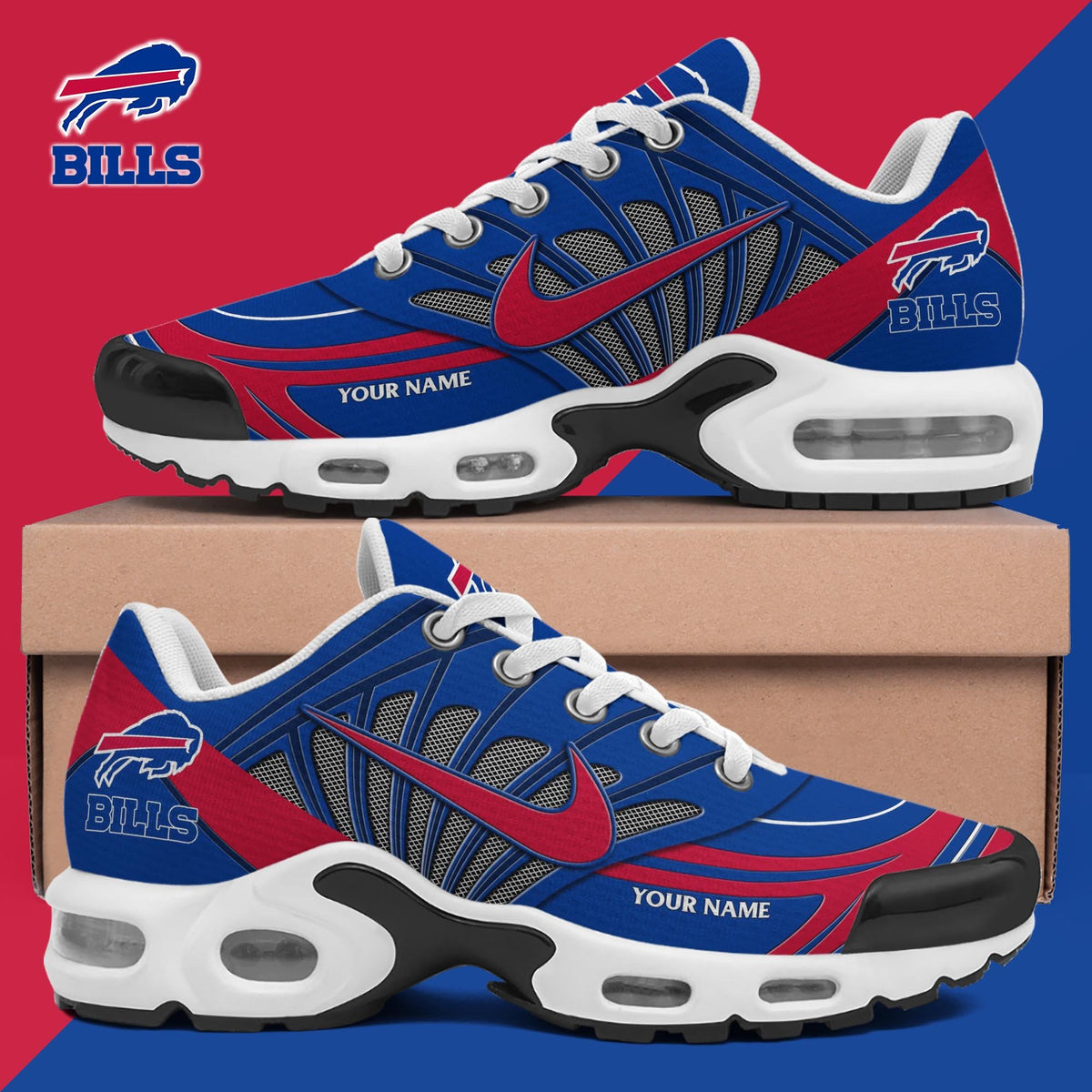 Personalized Buffalo Bills 2026 NFL Football Sneakers Buffalo Bills Merch Football Fan Gear - Foxy23shop
