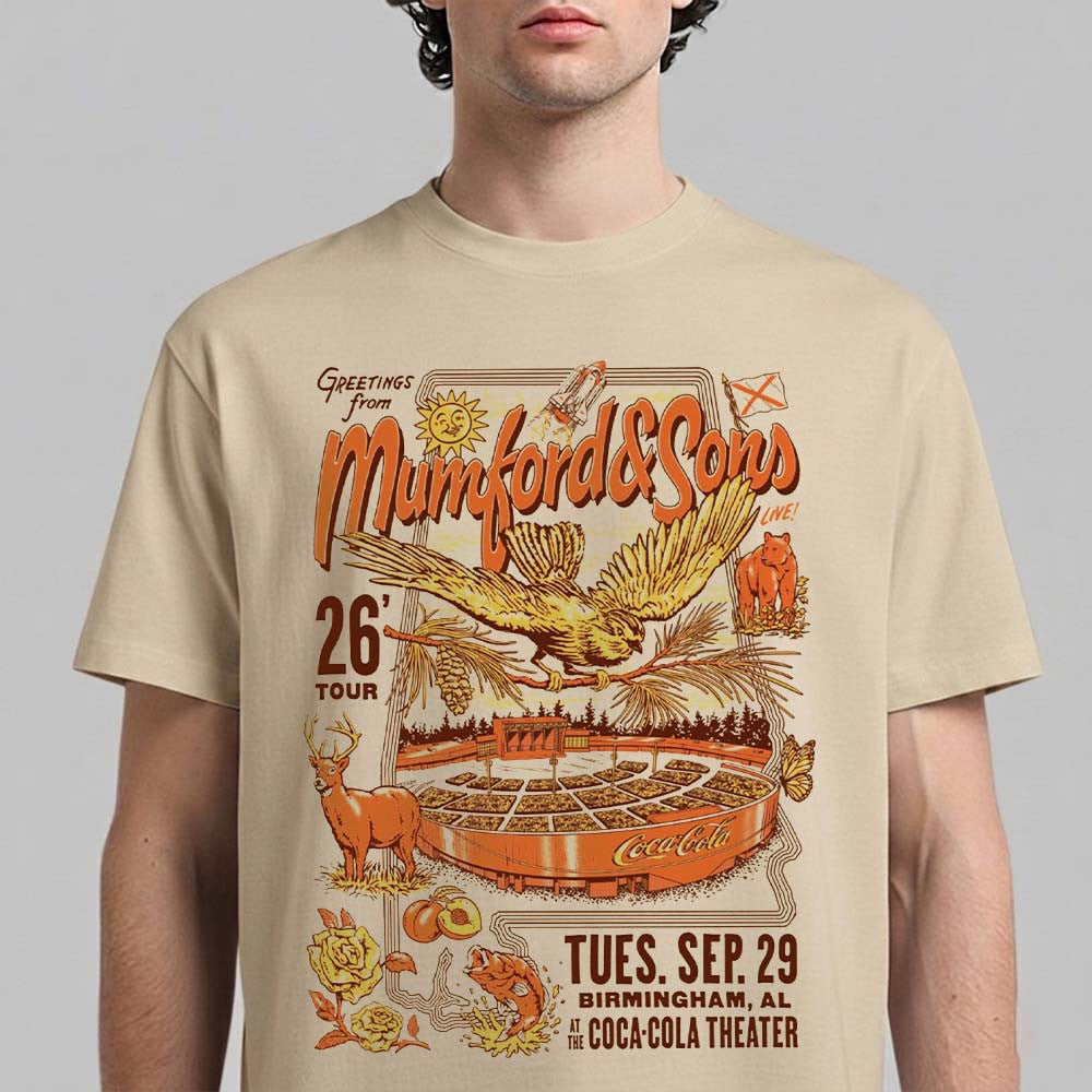 Mumford And Sons Birmingham AL 2026 Event Poster Live At The Coca Cola Theater On Sep 29 2026 Premium T Shirt - Foxy23shop