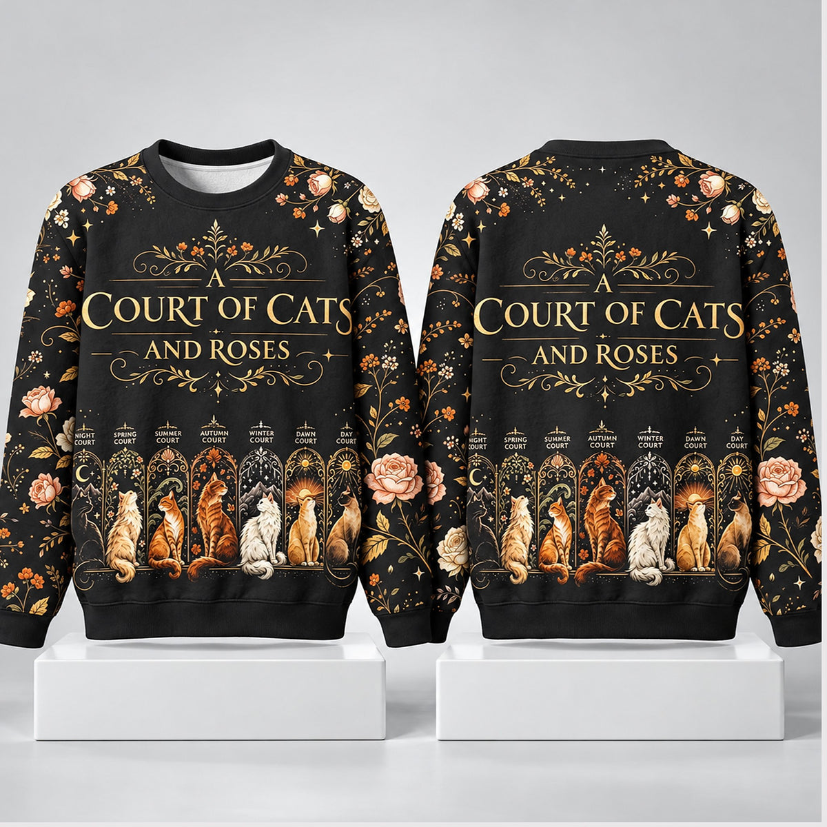 A Court Of Cats And Roses Christmas Sweatshirt Christmas Gifts For Cat Lovers - Foxy23shop