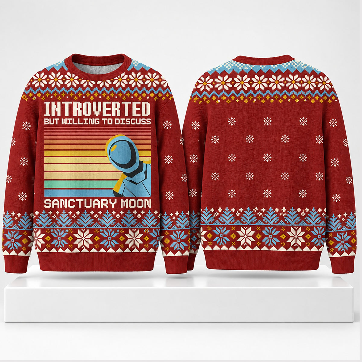 Introverted But Willing To Discuss Sanctuary Moon Christmas Ugly Sweater Funny Xmas Clothing - Foxy23shop