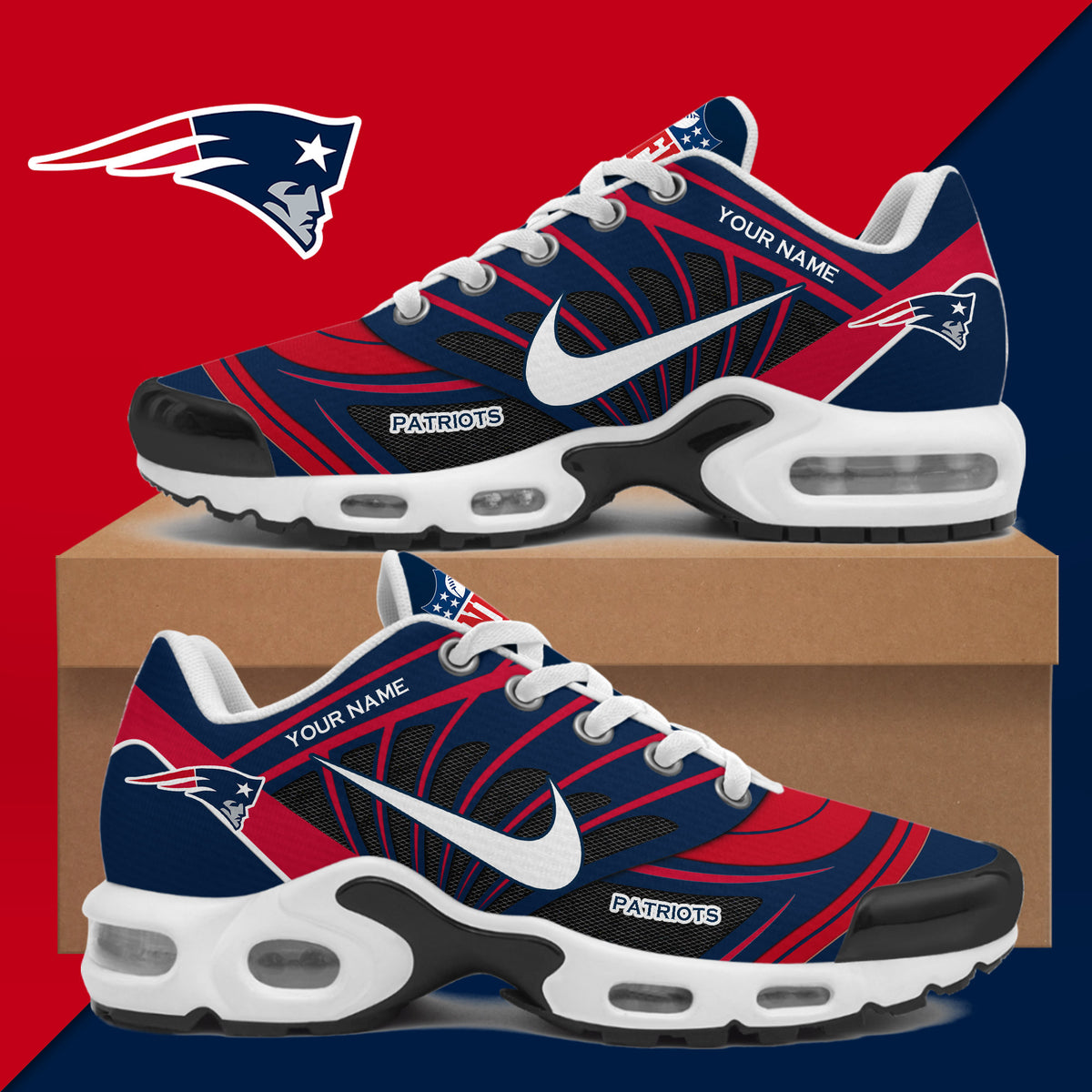 Personalized New England Patriots 2026 NFL Sneakers New England Patriots Merch - Foxy23shop