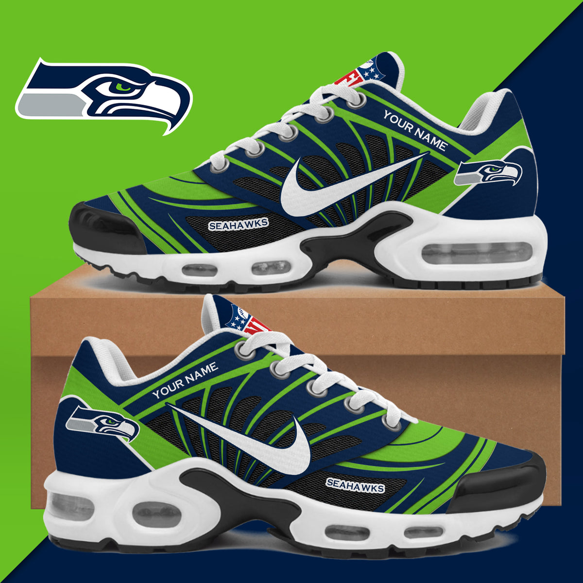Personalized Seattle Seahawks 2026 NFL Sneakers Seattle Seahawks Merch Fan Gear - Foxy23shop