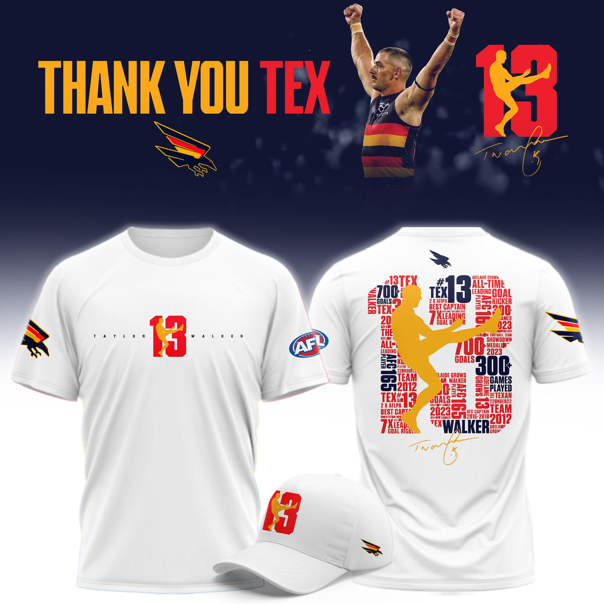 Adelaide Crows Taylor Walker Retirement Shirt Taylor Walker Fan Apparel - Foxy23shop