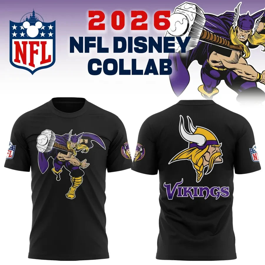 Disney X Minnesota Vikings Merch Collaboration 2026 NFL T-Shirt Gift Ideas For Skol Nation - Foxy23shop