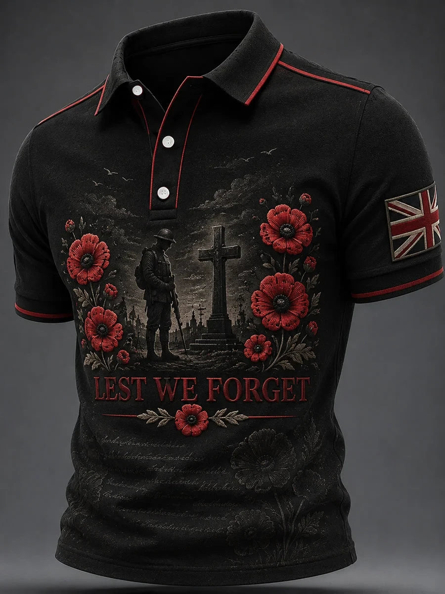 Lest We Forget Polo Shirt Military Service Memorial Clothing Gift For Dads - Foxy23shop
