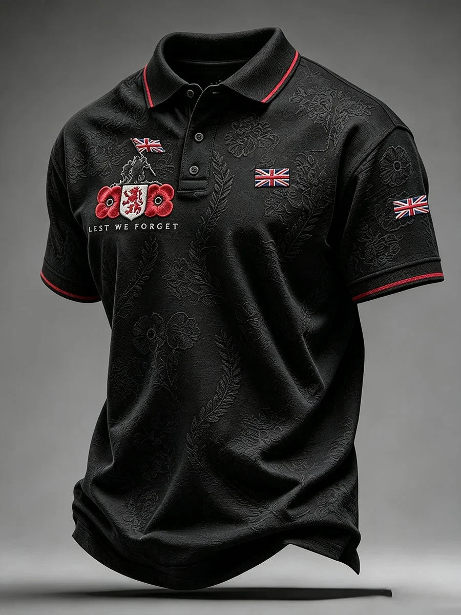 Lest We Forget Polo Shirt British Veterans Memorial Unique Clothes Gift Ideas For Him - Foxy23shop
