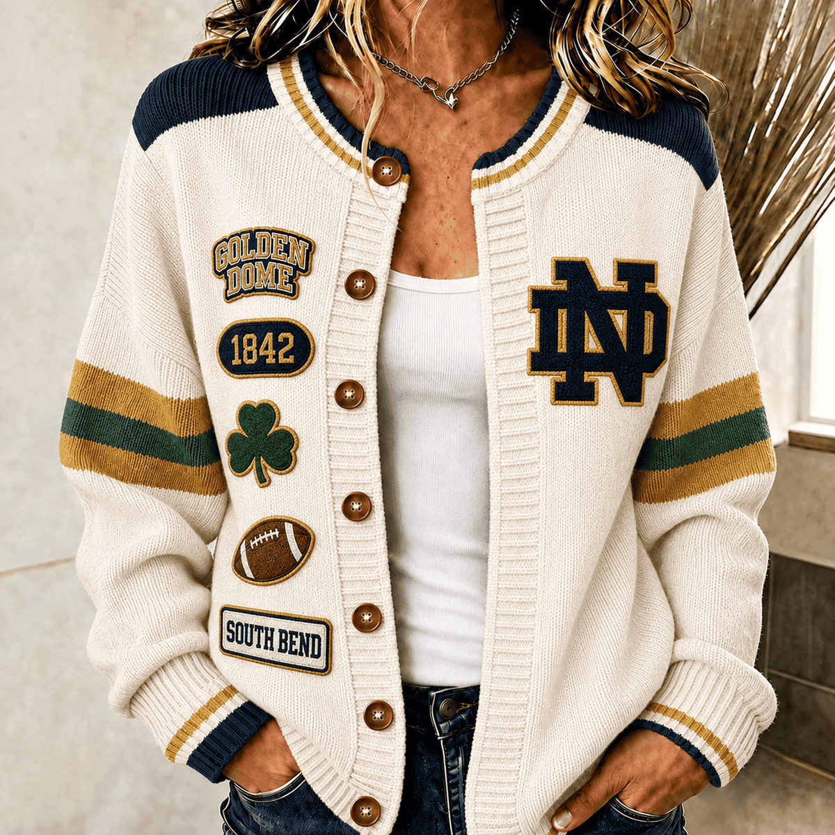 Notre Dame Fighting Irish 2026 NCAA Golden Dome Cardigan Gift Ideas For Fans - Foxy23shop