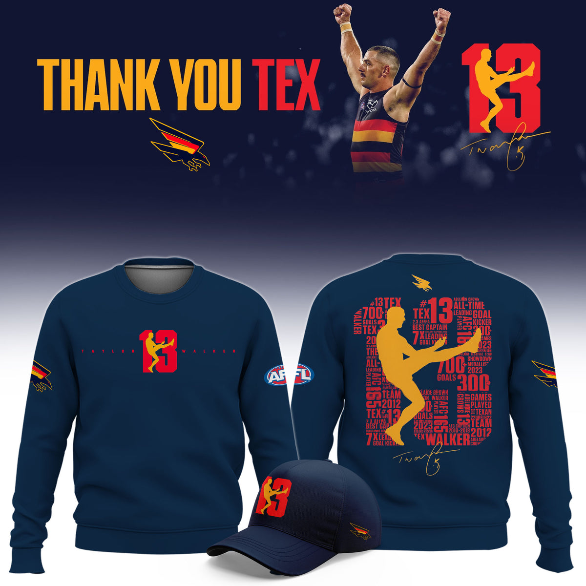 Adelaide Crows Taylor Walker Retirement Limited Sweatshirt Adelaide Crows Clothing Best Fan Gear - Foxy23shop
