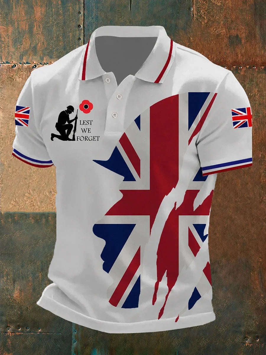 Lest We Forget Polo Shirt British Veterans Memorial Unique Clothes Gift For Him - Foxy23shop