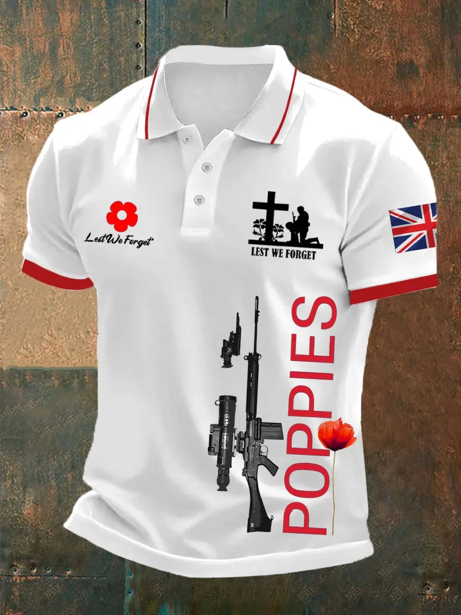 Lest We Forget Polo Men's British Remembrance Day Merch Clothing Great Gift Ideas - Foxy23shop
