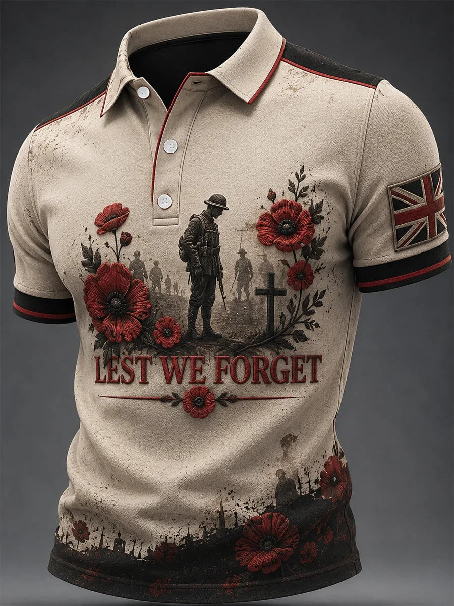 Lest We Forget Polo Shirt Poppy Honor Remembrance Shirt Gift For Fathers - Foxy23shop