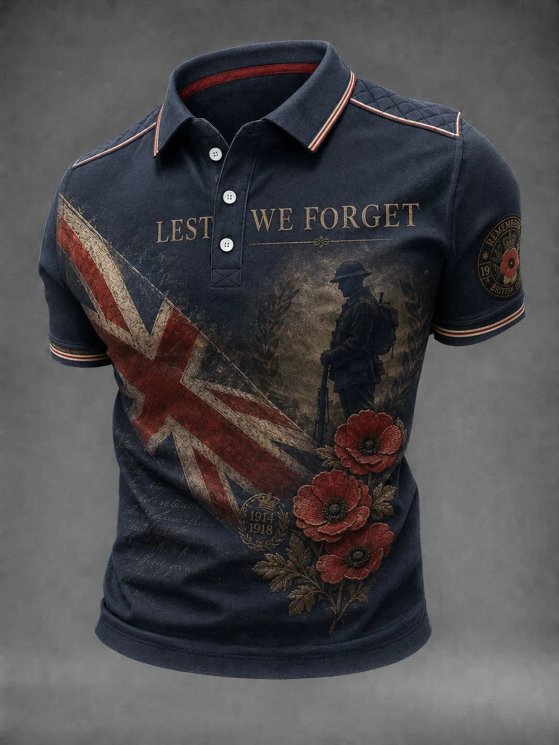 Lest We Forget Polo Shirt British Veterans Memorial Merch Clothes Gift Ideas For Him - Foxy23shop