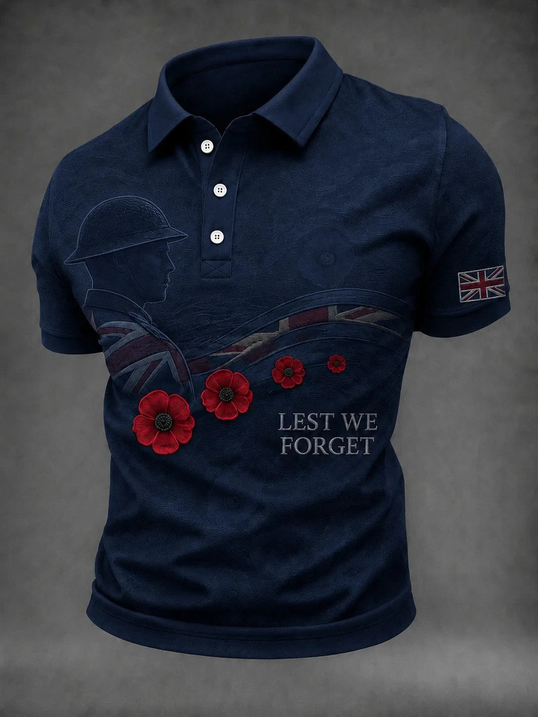 Lest We Forget Polo Shirt British Veterans Memorial Apparel Gift For Him - Foxy23shop