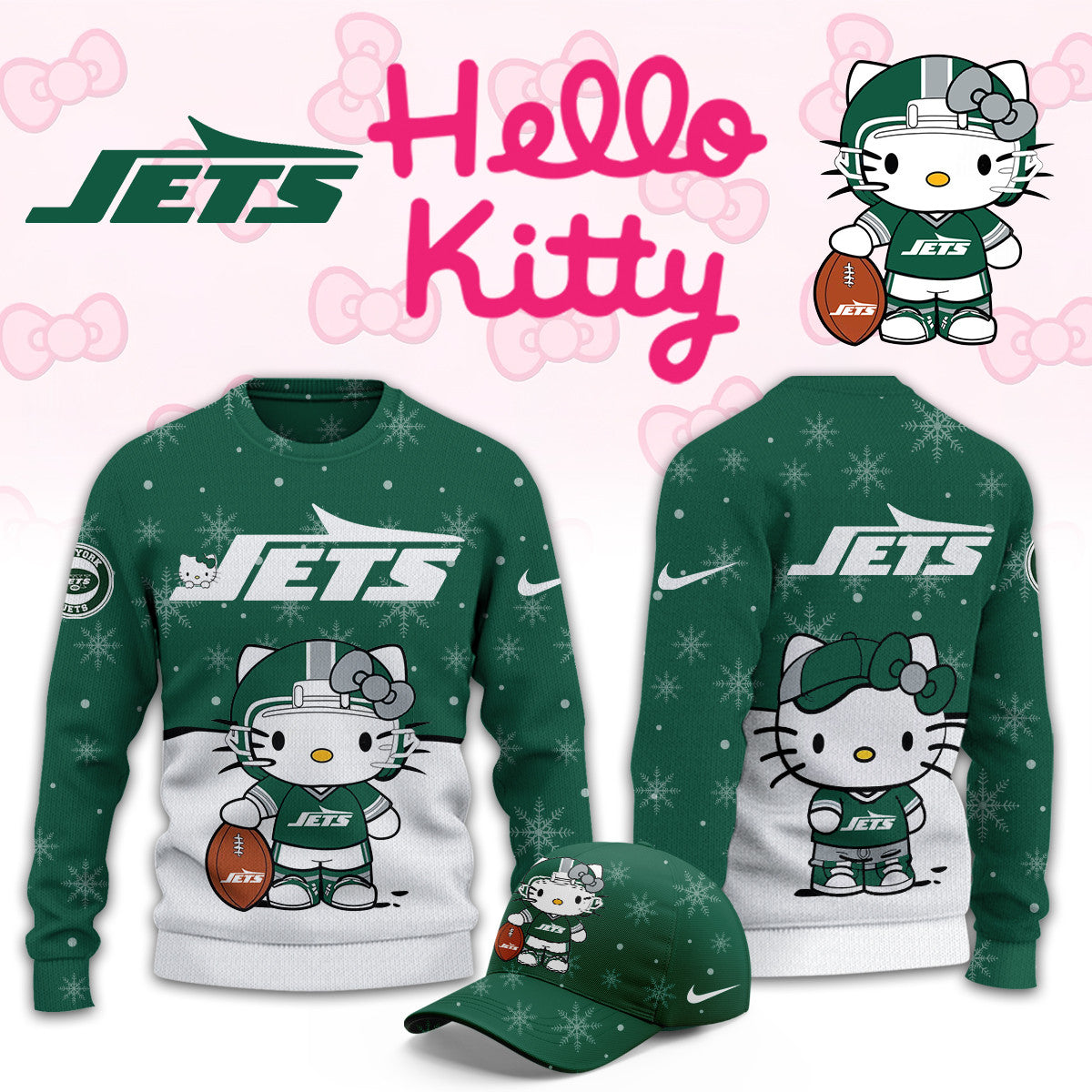New York Jets x Hello Kitty Sweatshirt New York Jets Apparel Presents For Fans - Foxy23shop