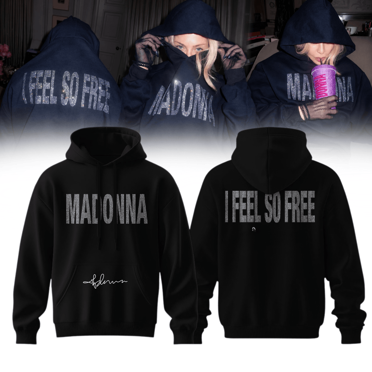Madonna Confessions II Signature Black Hoodie Madonna Merch Fan Gifts - Foxy23shop