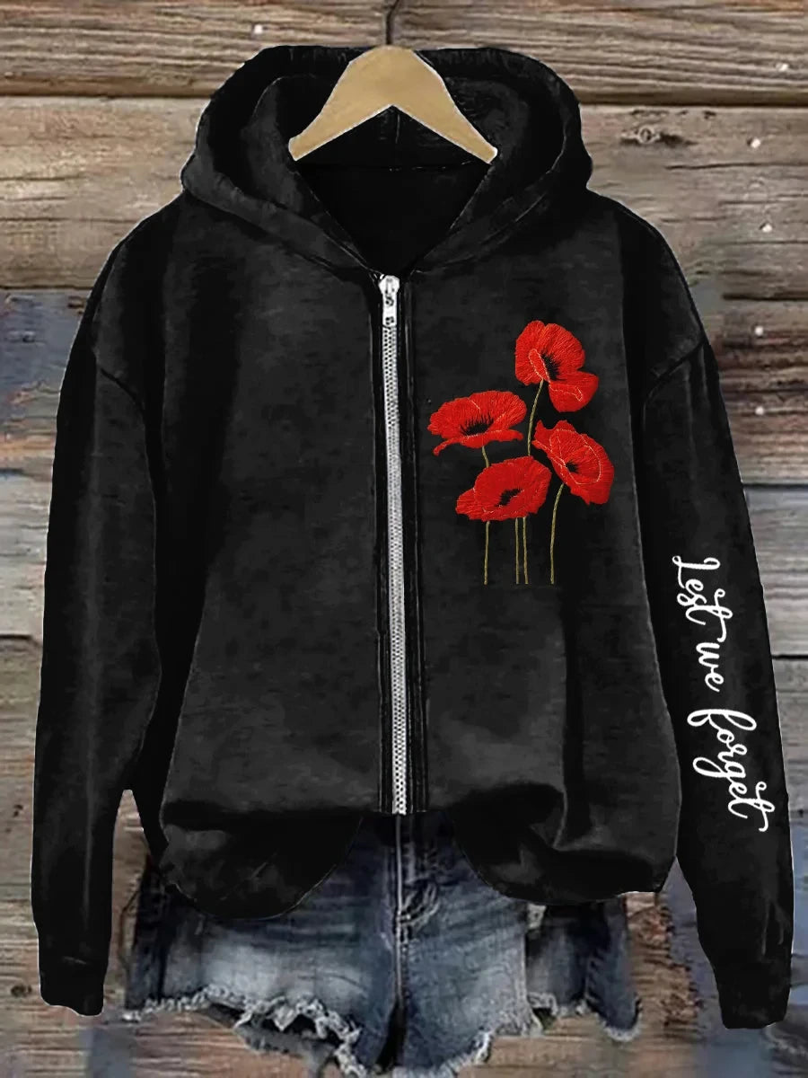 Lest We Forget Zip Hoodie Veteran Memorial Tribute Shirt Gift For Women - Foxy23shop