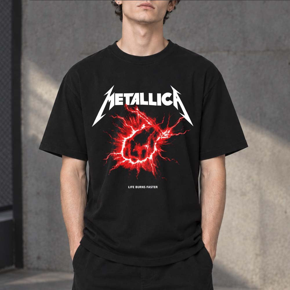 Metallica Merch Life Burns Faster 2026 Tour At Sphere Las Vegas Shirt Unique Gifts For Music Lovers - Foxy23shop