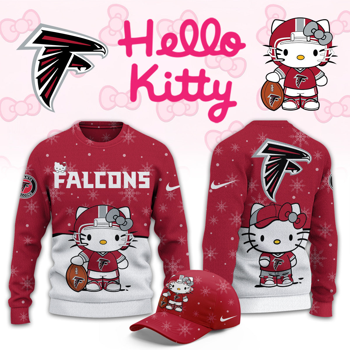Atlanta Falcons x Hello Kitty Merch 2026 NFL Sweatshirt Atlanta Falcons Apparel Fan Gear. - Foxy23shop