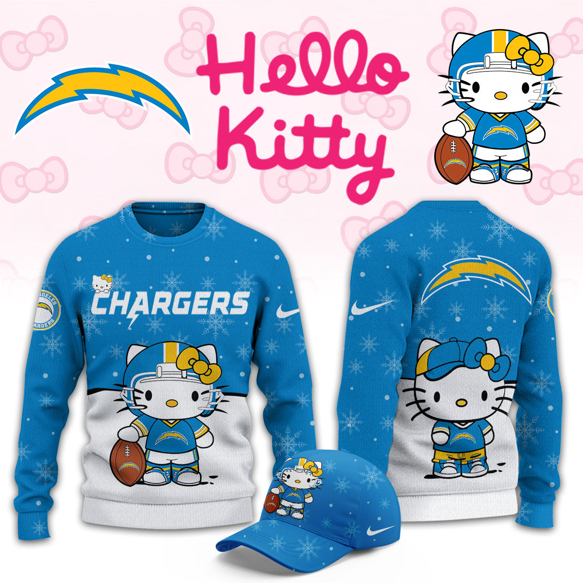 Los Angeles Chargers x Hello Kitty 2026 NFL Sweatshirt Los Angeles Chargers Gear - Foxy23shop