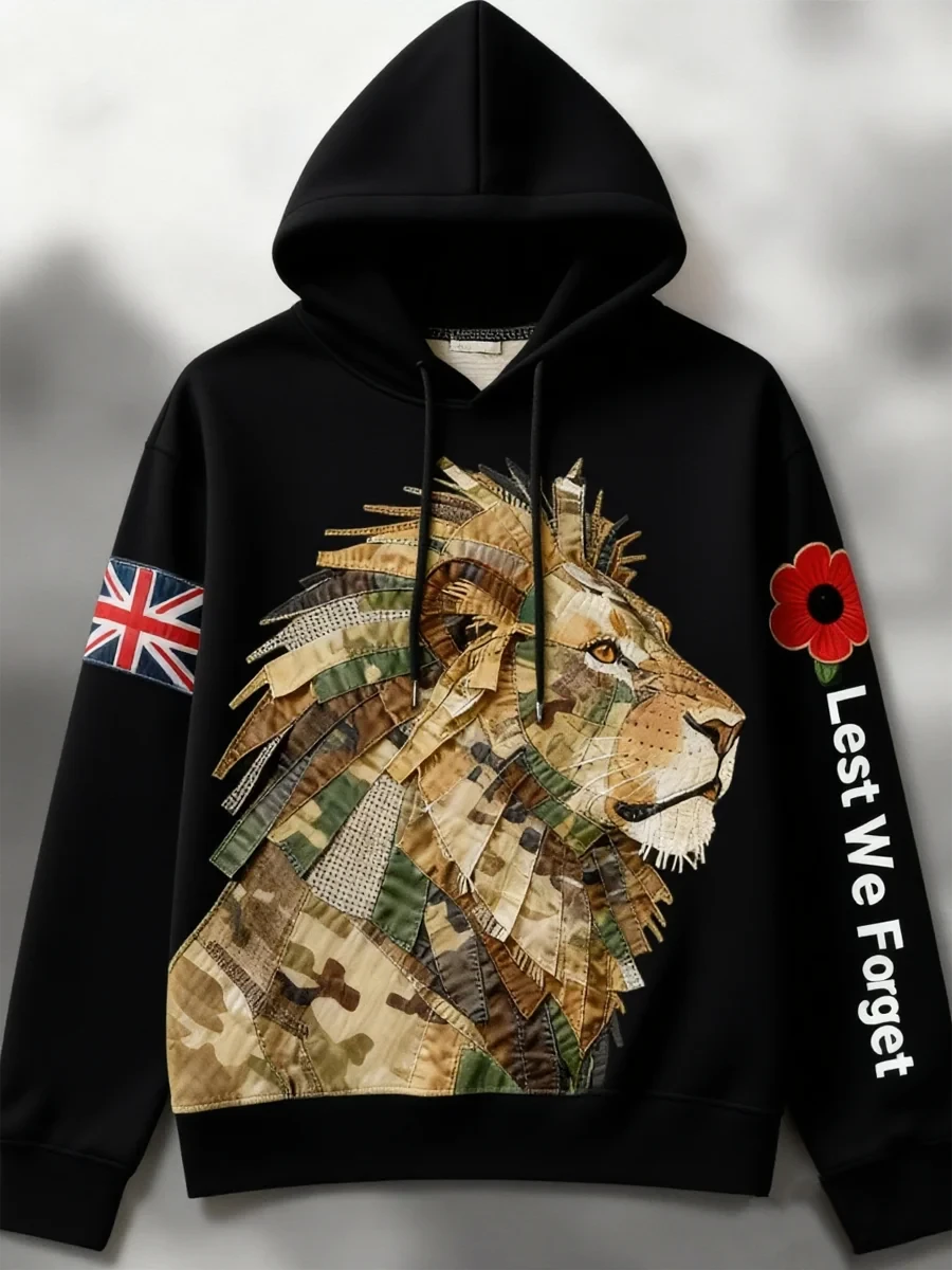 Lion Lest We Forget Mens Hoodie Patriot Merch Clothing Gift For Friends - Foxy23shop