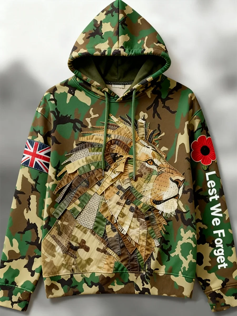 Lion Lest We Forget Mens Hoodie Patriot Merch Apparel Gifts For Best Friends - Foxy23shop