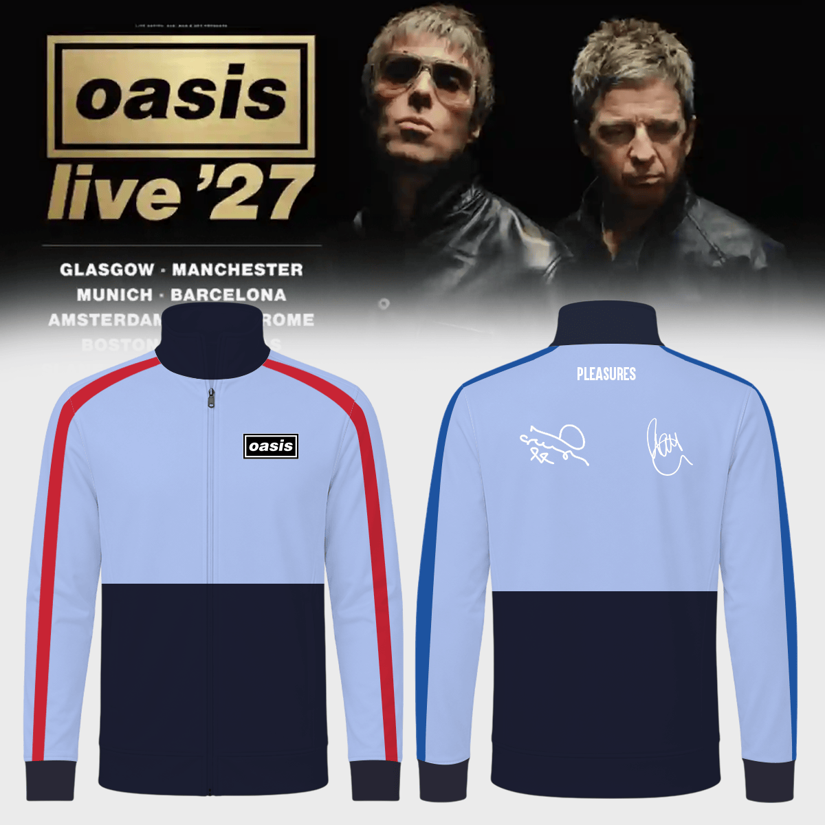 Oasis Merch Live 27 World Tour Signed Jacket Gifts Idea For Oasis Fans - Foxy23shop