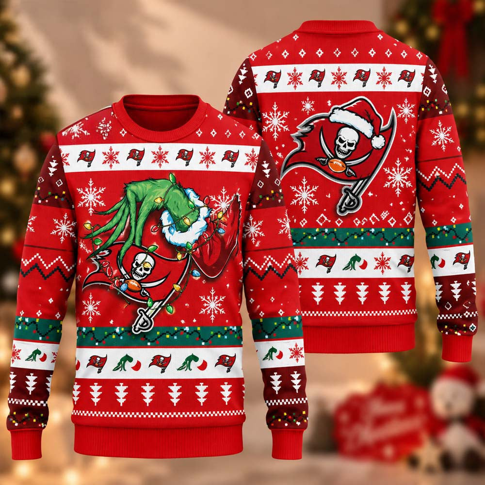 Tampa Bay Buccaneers NFL Grinch Ugly Christmas Sweater Xmas Gifts For Fans - Foxy23shop