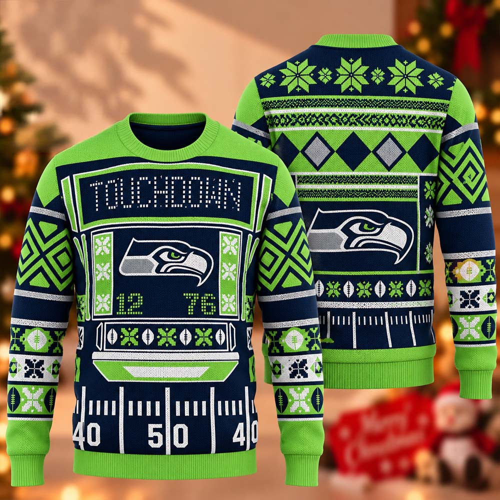 Seattle Seahawks Lite Up NFL 2026 Ugly Christmas Sweater Xmas Gifts For The 12s - Foxy23shop