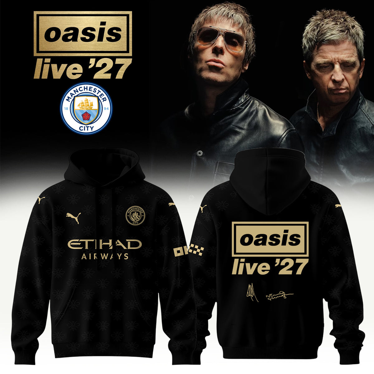 Oasis Store TZ Merch Oasis Live 27 World Tour Black Hoodie Unique Fans Gifts - Foxy23shop