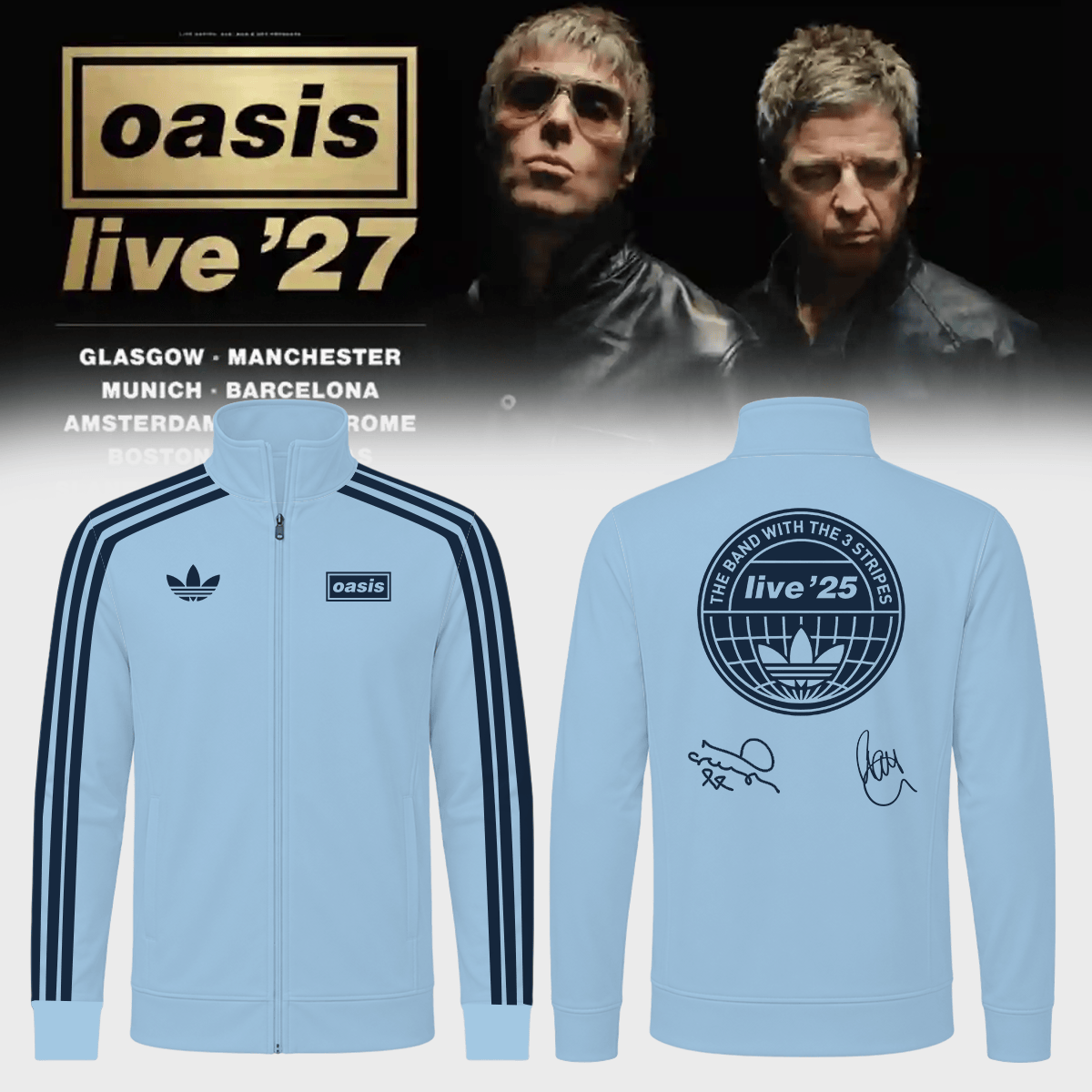 Oasis Store TZ Merch Oasis Live 27 World Tour Signed Jacket Rock Lovers Present - Foxy23shop