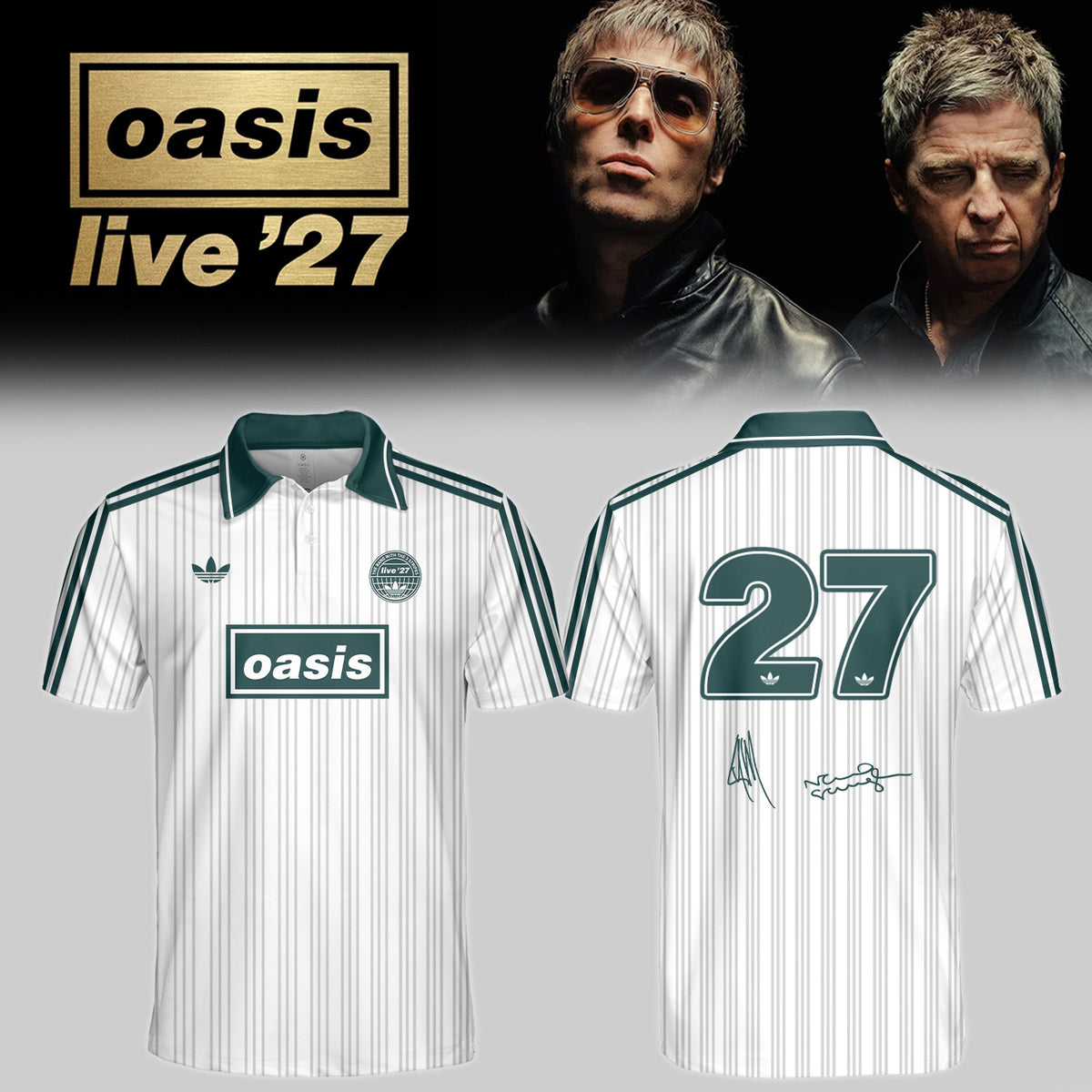 Oasis Store TZ Merch Oasis Live 27 World Tour Signed Polo Shirt Rock Buffs Gifts - Foxy23shop