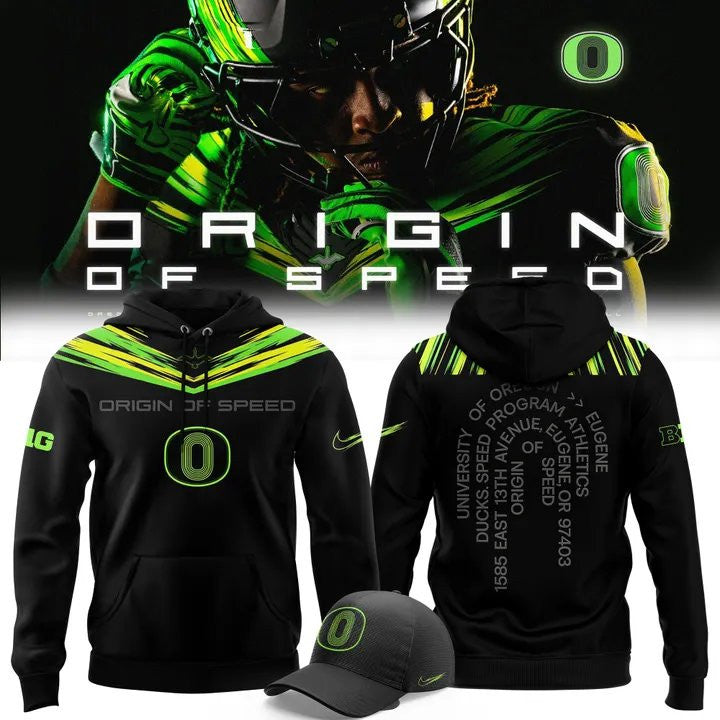 Oregon Ducks Merch Origin Of Speed Hoodie Oregon Ducks Apparel Football Fan Gear - Foxy23shop