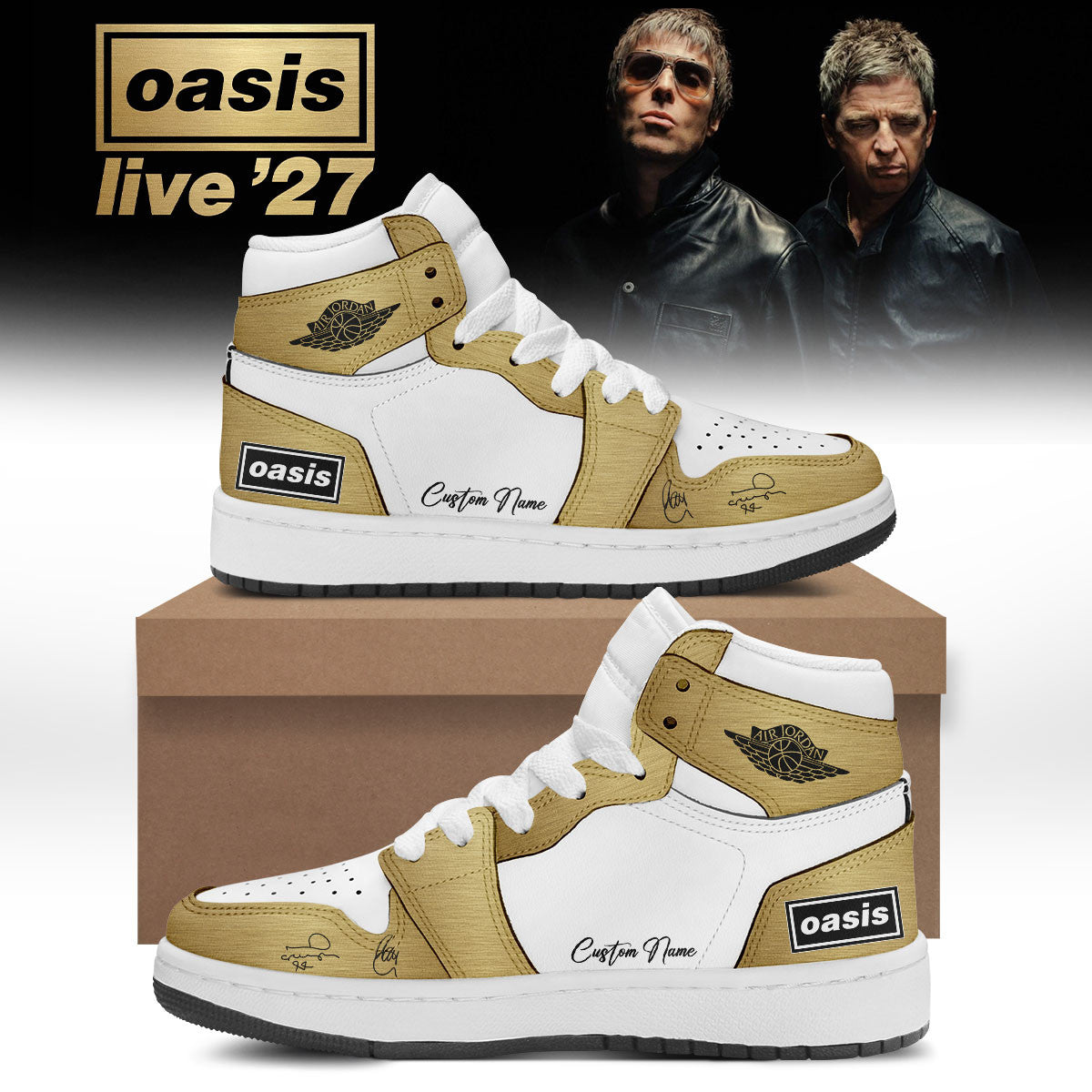 Custom Oasis Store TZ Merch Oasis Live 27 World Tour Signature Sneakers Music Lover Gifts - Foxy23shop