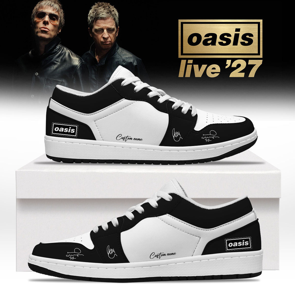 Custom Oasis Store TZ Merch Oasis Live 27 World Tour Sneakers Rock Fans Shoes - Foxy23shop