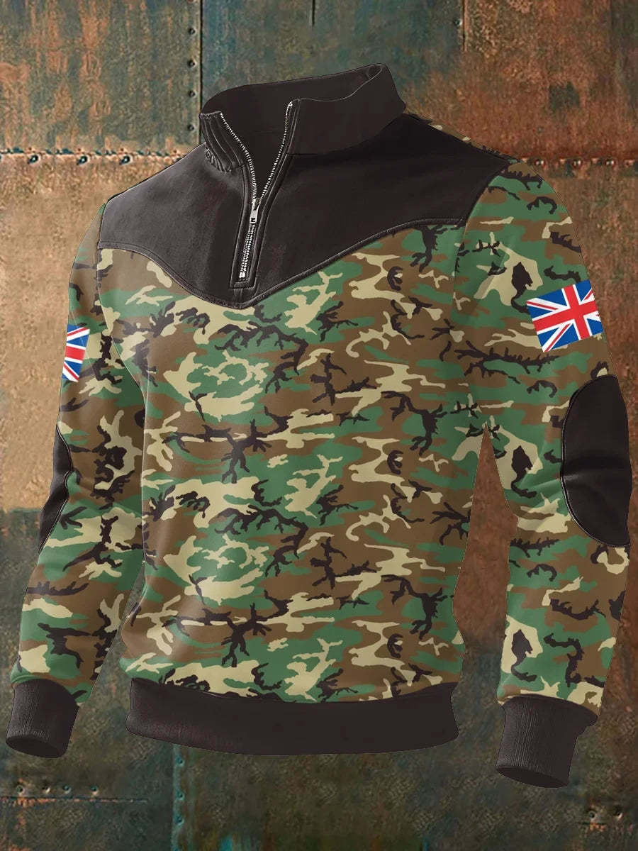 UK Veteran Landwood Camouflage Half Zip Sweatshirt Remembrance Shirt Gift For Brothers - Foxy23shop