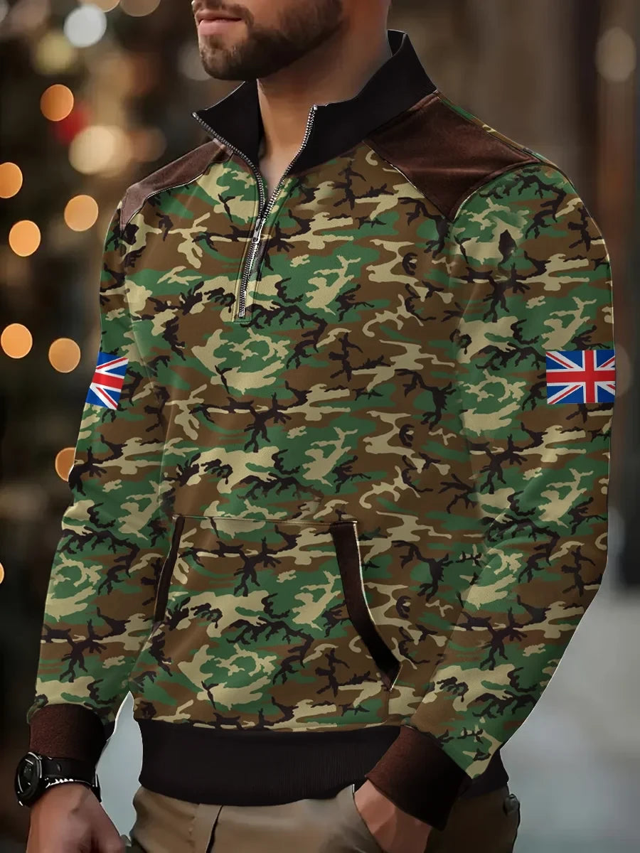 UK MTP Camouflage Remembrance Day Half Zip Sweatshirt Clothing Gift For Brothers - Foxy23shop